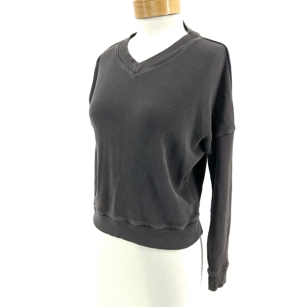 Gray Waffle Knit‎ Pullover M Minimalist Capsule Wardrobe Clean Girl Lounge